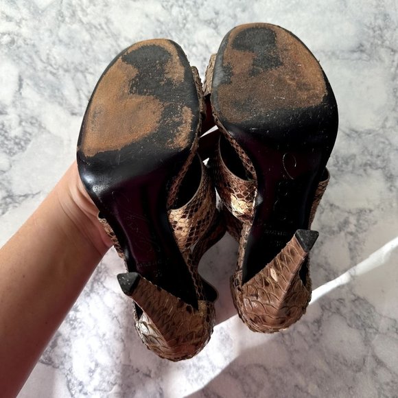 Roger Vivier Brown Snakeskin Buckle Heels - Picture 6 of 15